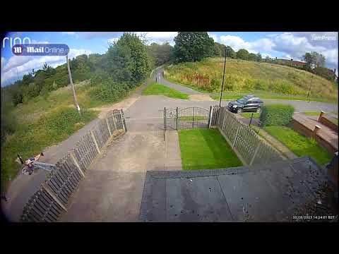 Moment hapless cyclist is poleaxed after hurtling downhill towards a gate and crashing into it #news