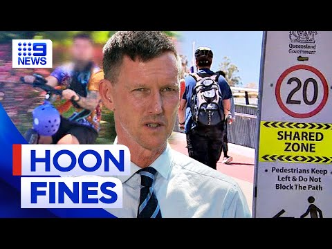 Fines for e-scooter and bicycle hoons | 9 News Australia