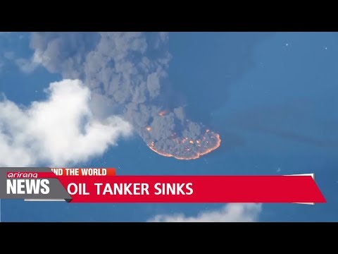 Burning Iranian oil tanker sinks in the East China Sea