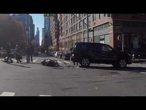 NYC Electric Scooter Crash Black SUV Livery