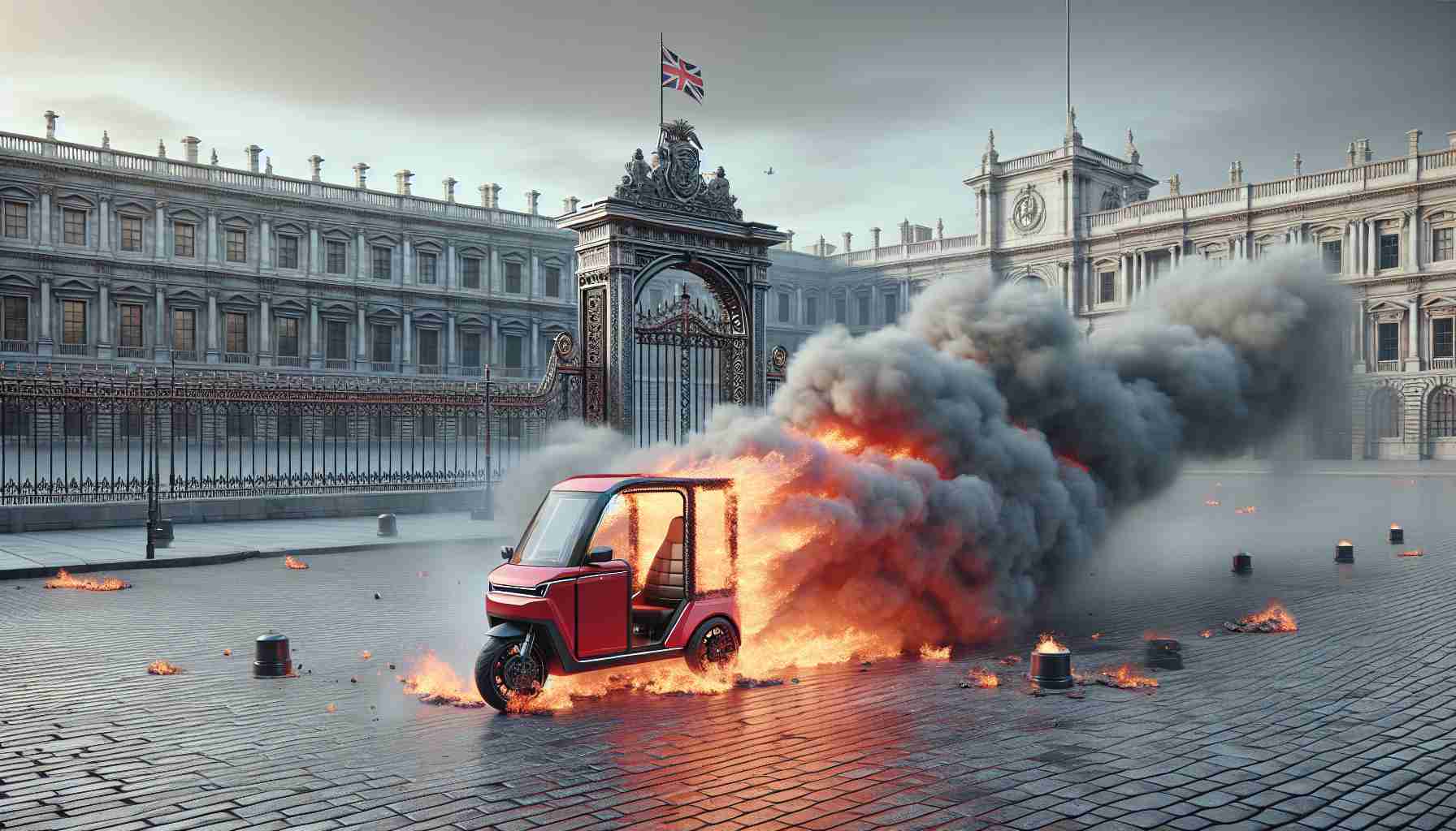 Electric Tricycle Catches Fire Outside Buckingham Palace