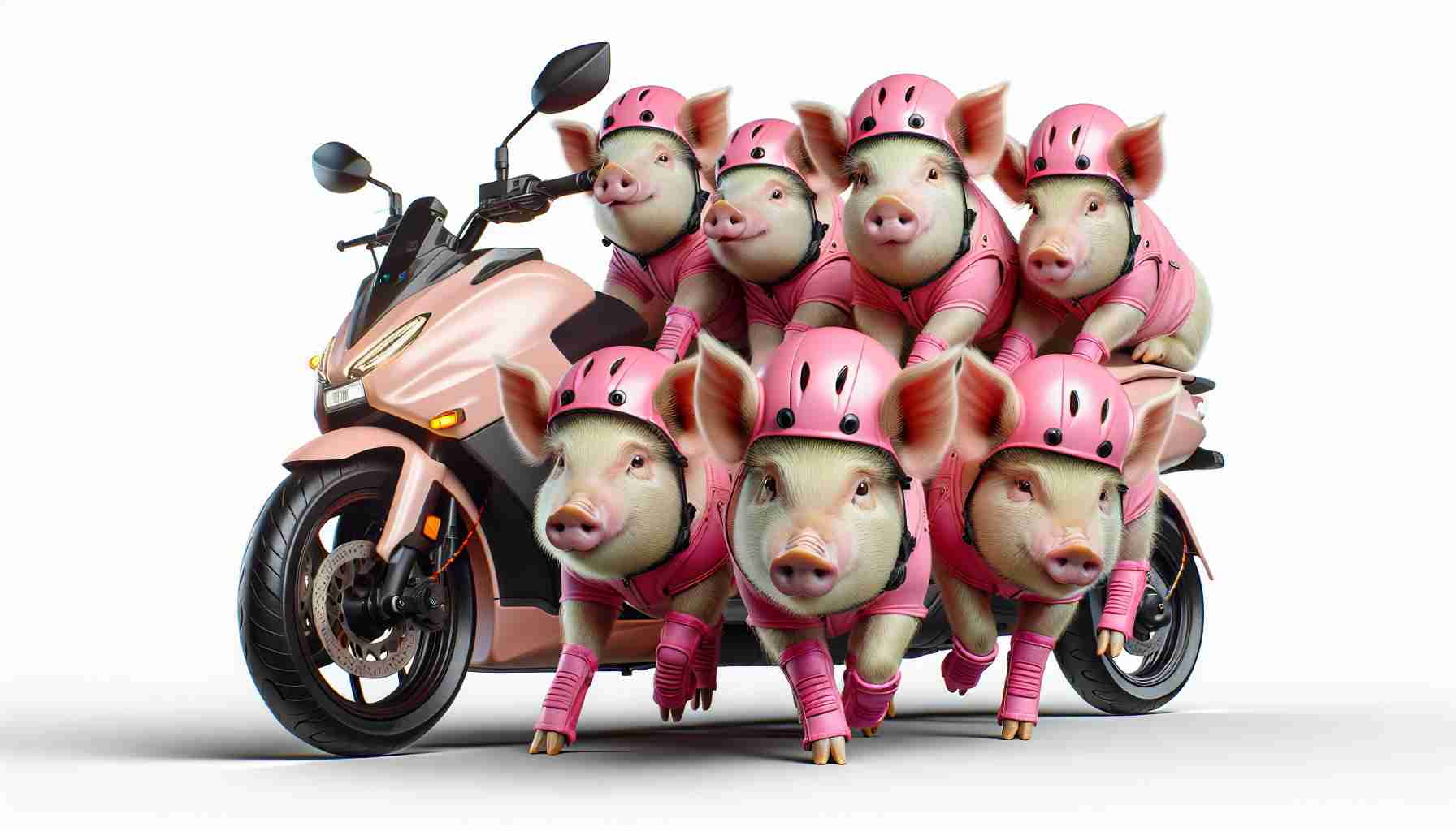 Cute Pigs in Pink Gear Take a Joy Ride on an E-Bike