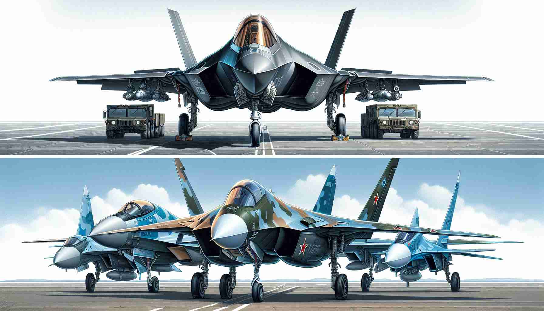 De Vergelijking van de Amerikaanse F-35 en de Russische Su-35 Jachtvliegtuigen