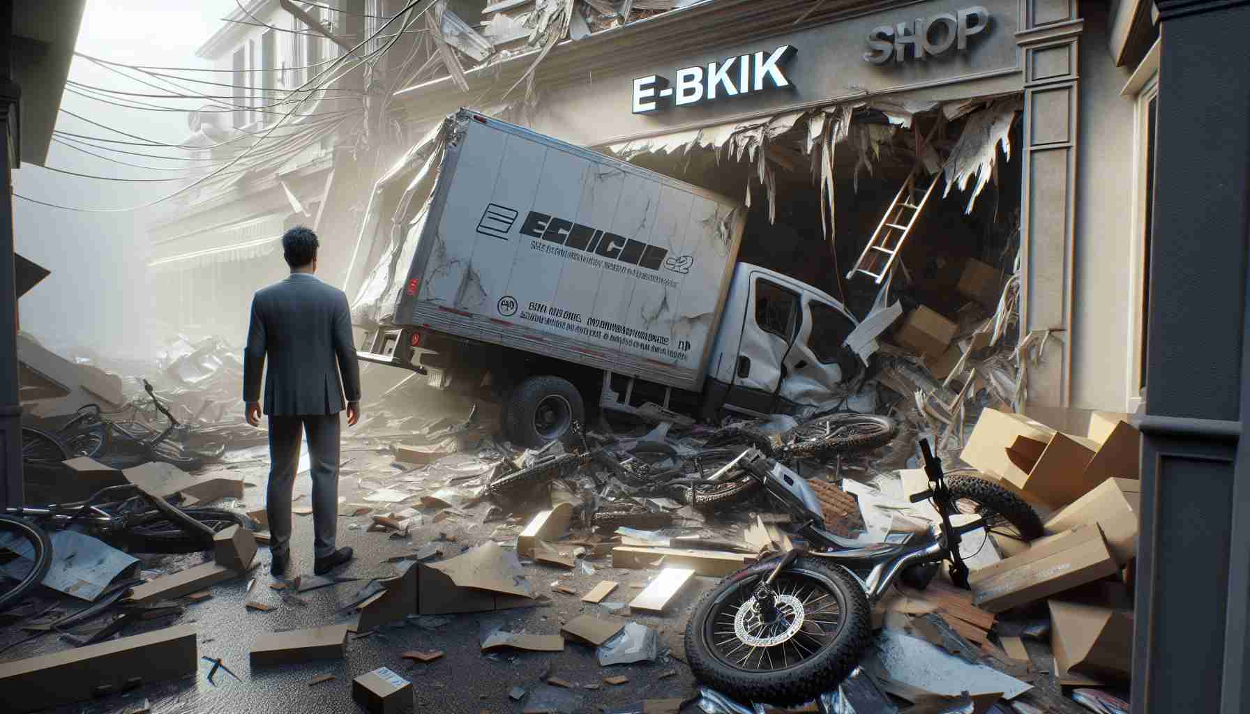 Truck Crashes Into E-Bike Shop! Owner Faces Devastating Setback.