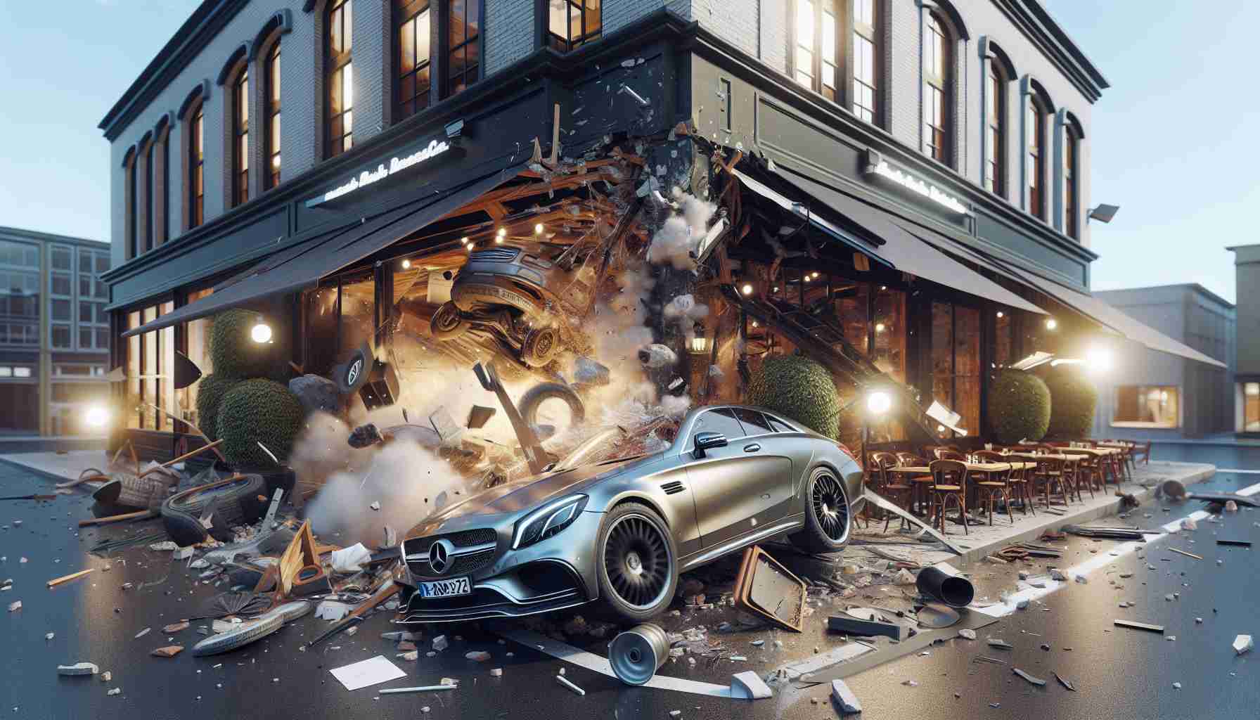 Luxury Car Crash Chaos! Mercedes Plows into Popular Eatery