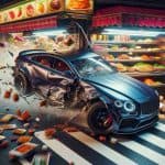 High-Speed Mayhem! Luxury Car Crashes into Popular Food Stall