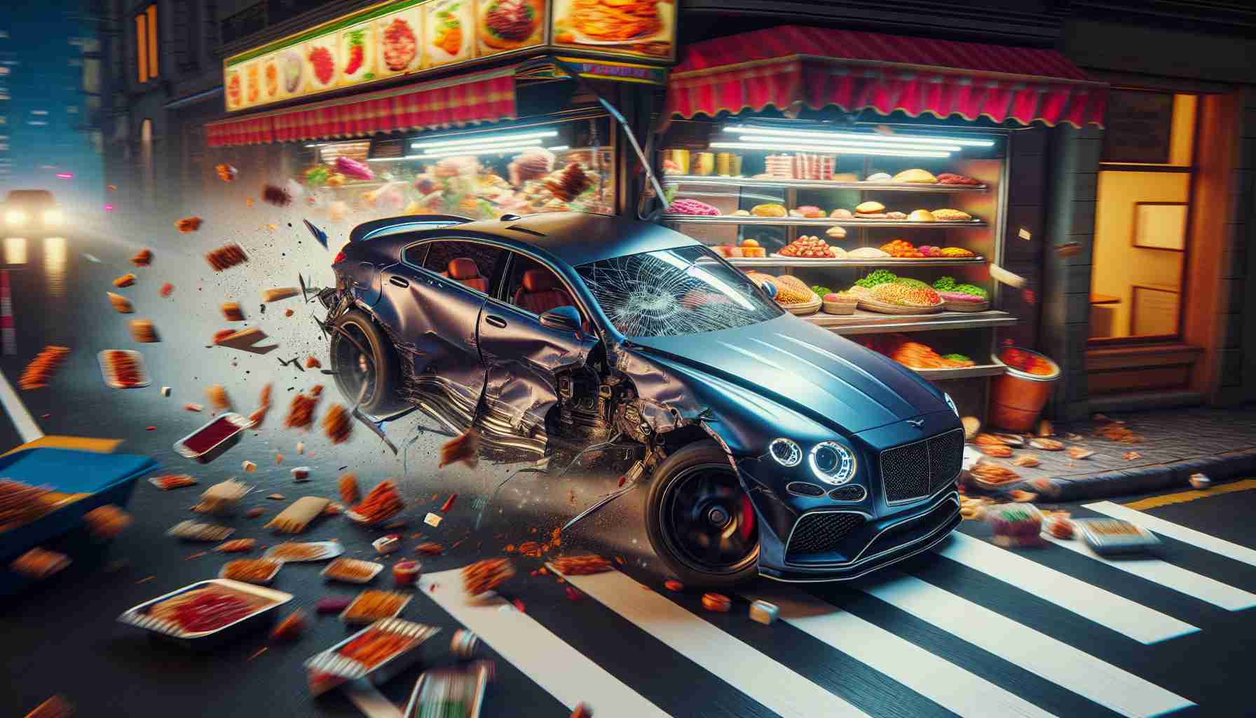 High-Speed Mayhem! Luxury Car Crashes into Popular Food Stall