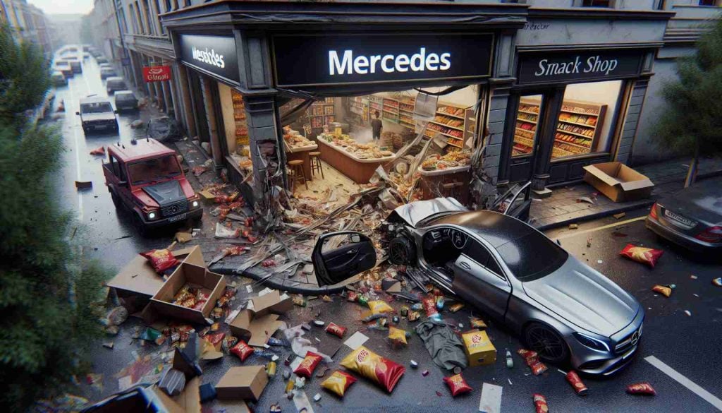 High-Speed Drama! Mercedes Plows into Busy Snack Shop